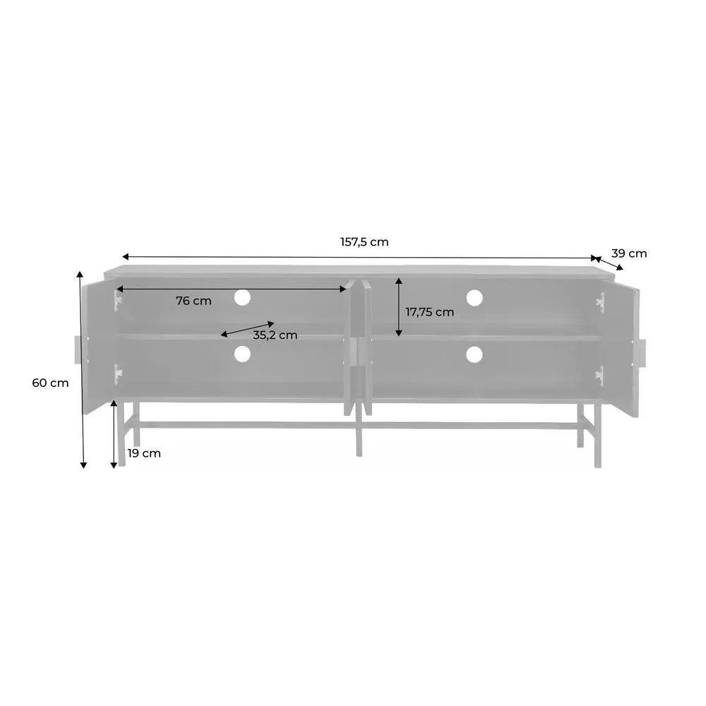 sweeek 157.5cm Tv Unit Wooden Effect 4 Doors in Black 5