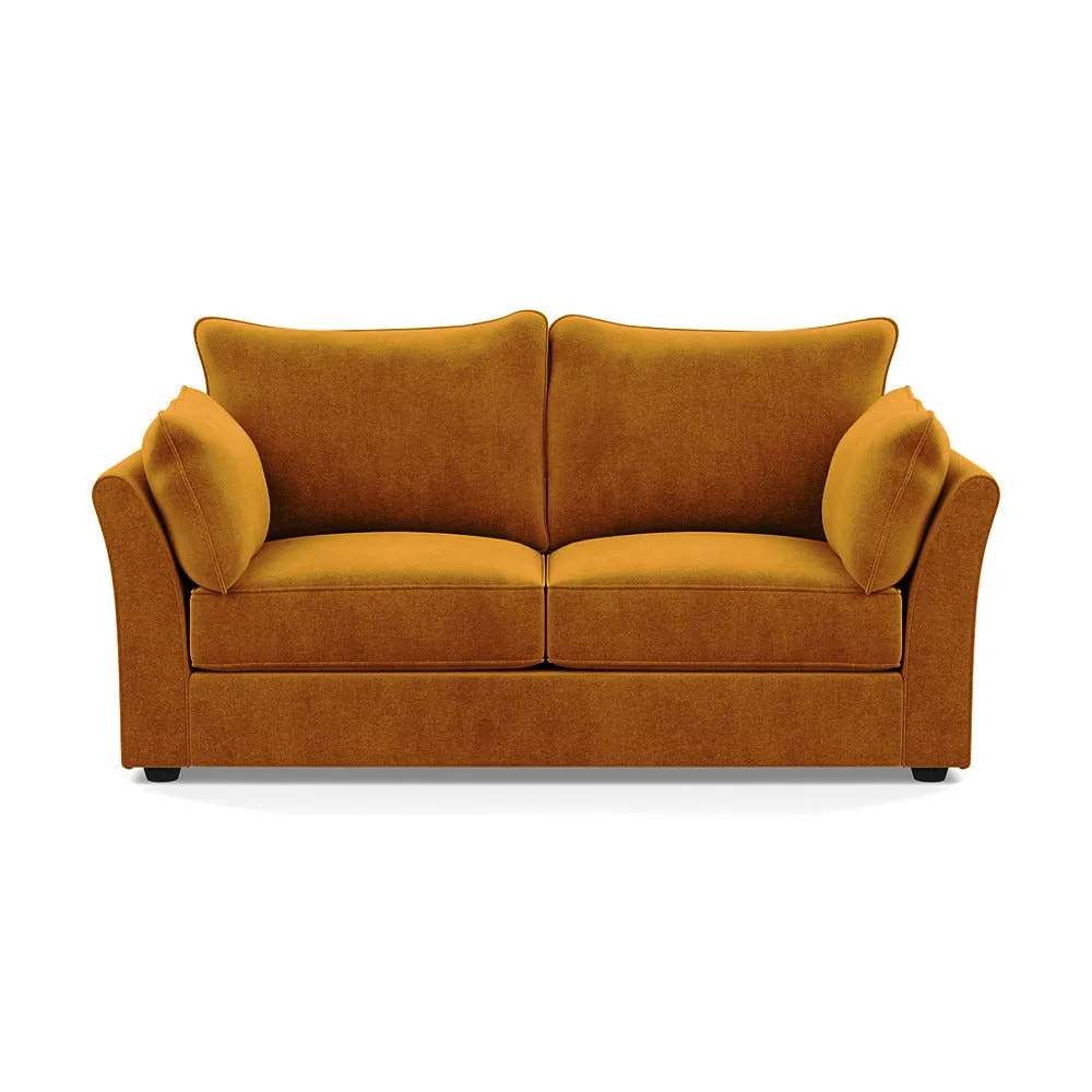 Heal's Tailor 3 Seater Sofa Smart Luxe Velvet Cognac Black Feet 1