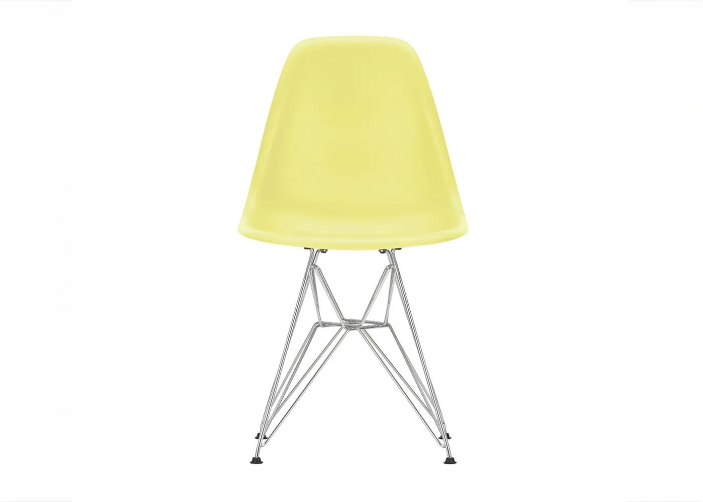 Vitra Eames DSR Chair RE in Citron with 01 Chrome Base 05 Glides