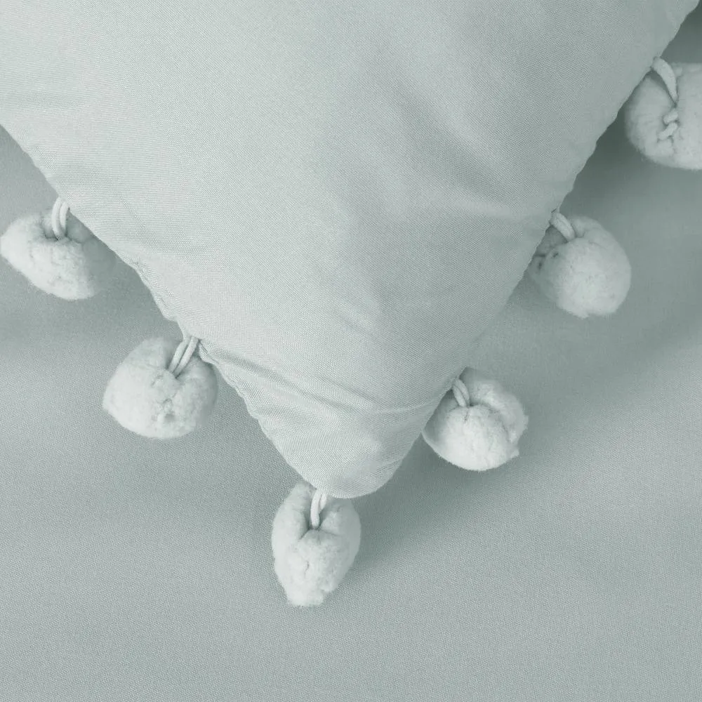 Smart Living Luxury Super Soft Pom Pom Duvet Cover & Pillowcases in Duck Egg Blue 6
