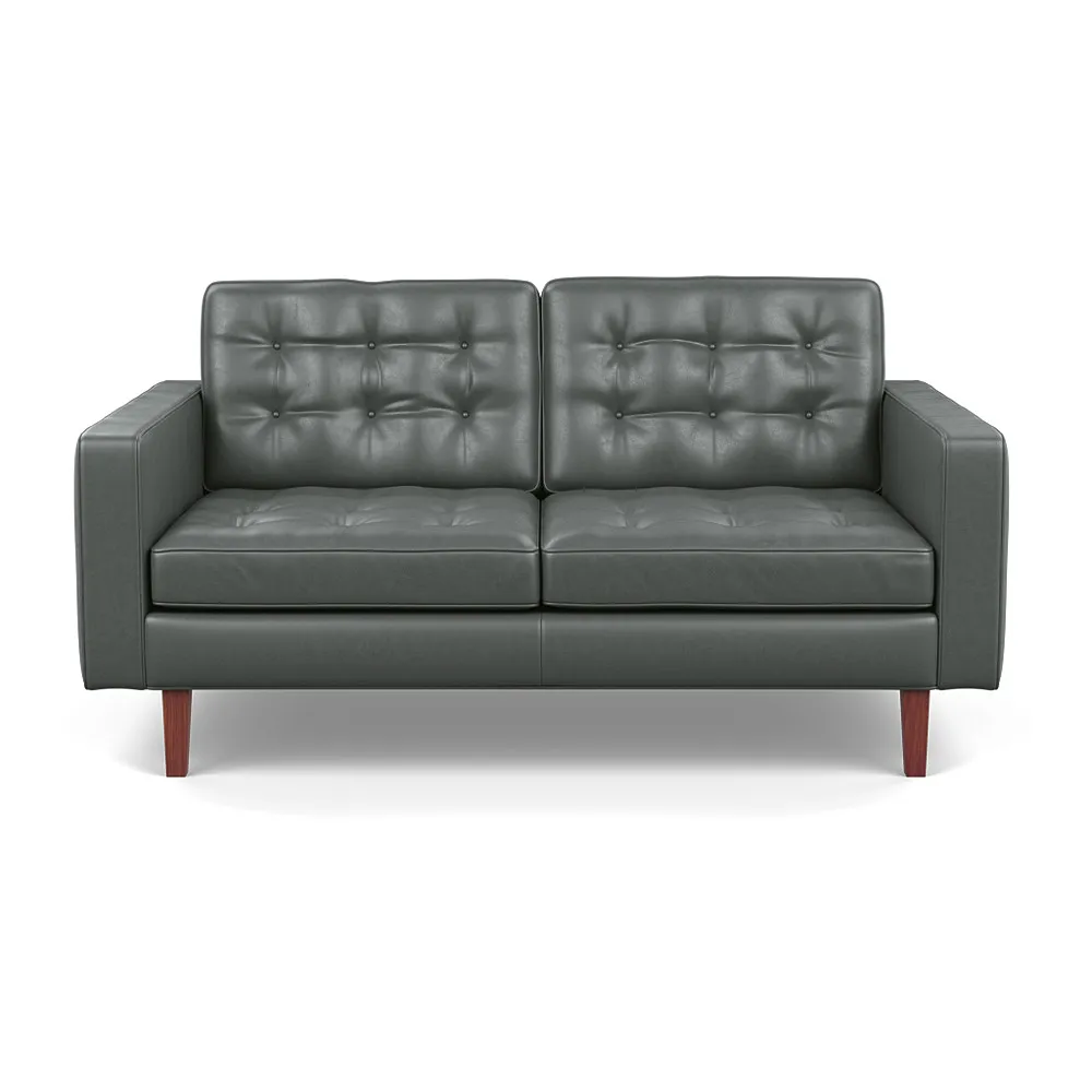 Heal's Hepburn 2 Seater Daino Leather Steel Walnut Feet 1