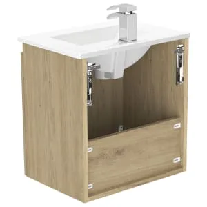 Newland Natural Oak Slimline Basin Suspended Double Door Unit - 500mm 2