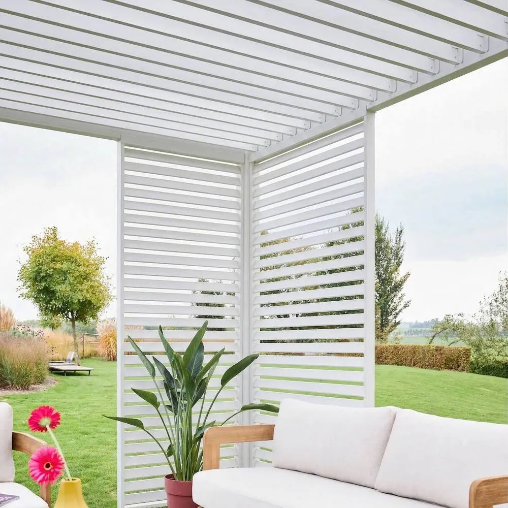 sweeek Louvered pergola Triomphe 3x4m + louvers 100cm + louvers 130cm in White 4