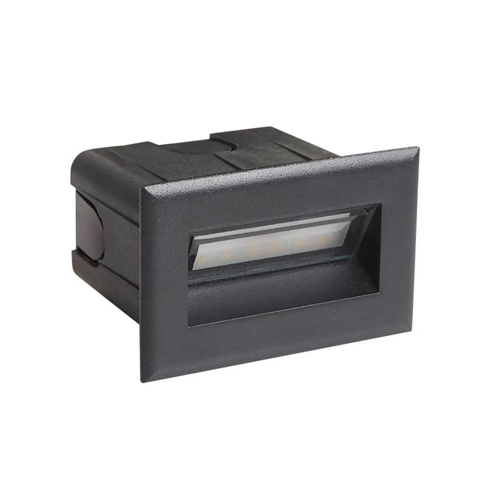 Netlighting Erba 8.5cm Outdoor Recessed Wall Lamp Black 4000K Neutral White IP65