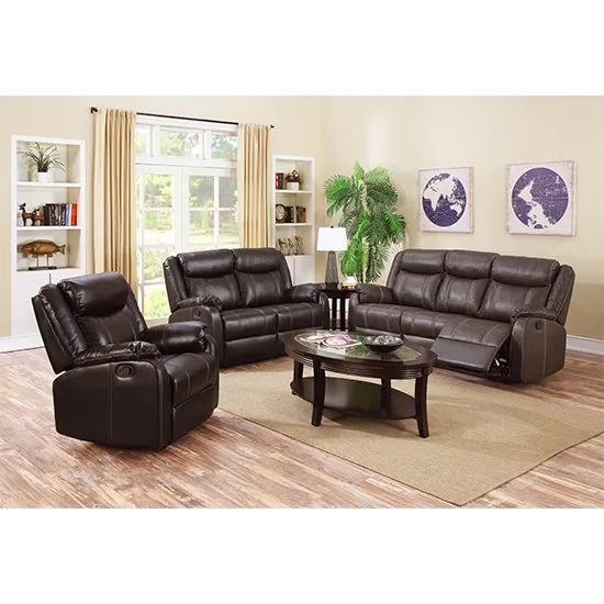 Leeds LeatherLux And PU Recliner Sofa Suite In Espresso