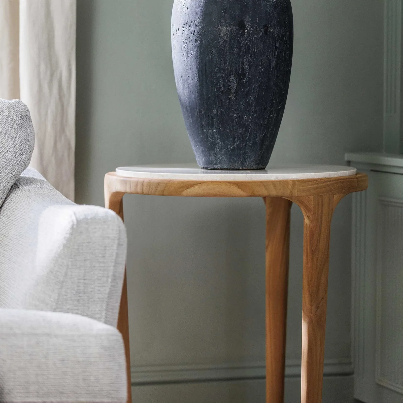 Terza Side Table 55X60Cm, Round, Neutral Wood | Barker & Stonehouse 6