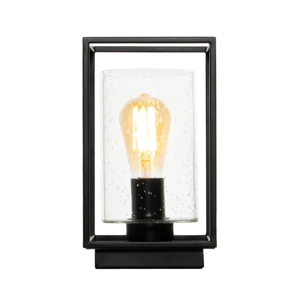 Hardy Cage Table Lamp with Bubble Glass Shade, Matte Black 1