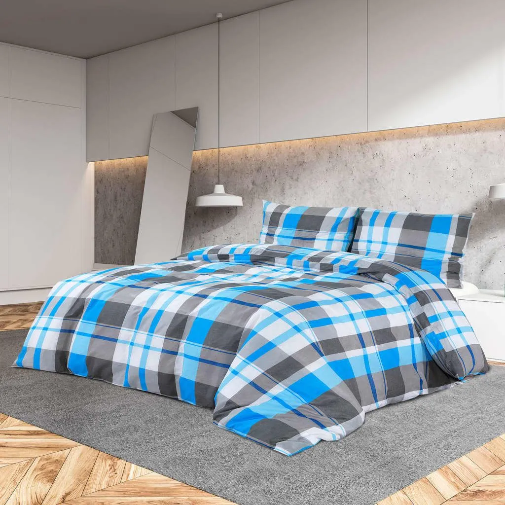 Berkfield Home Duvet Cover Set Blue & Grey 260x240 cm Cotton