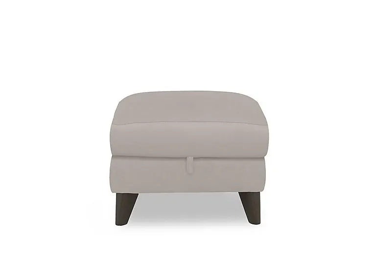 Dreamer Leather Storage Footstool - Silver Grey