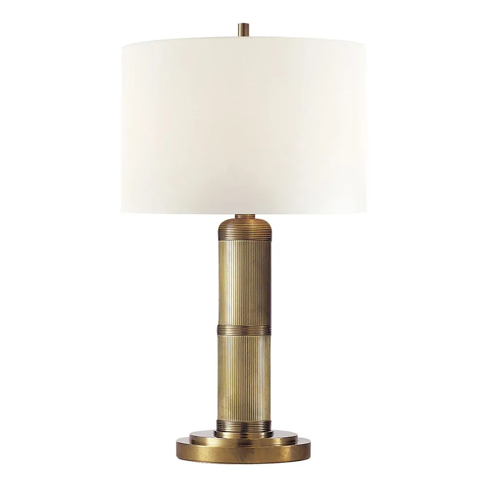 Visual Comfort Longacre Table Lamp Hand-Rubbed Antique Brass & Linen Shade Small 2