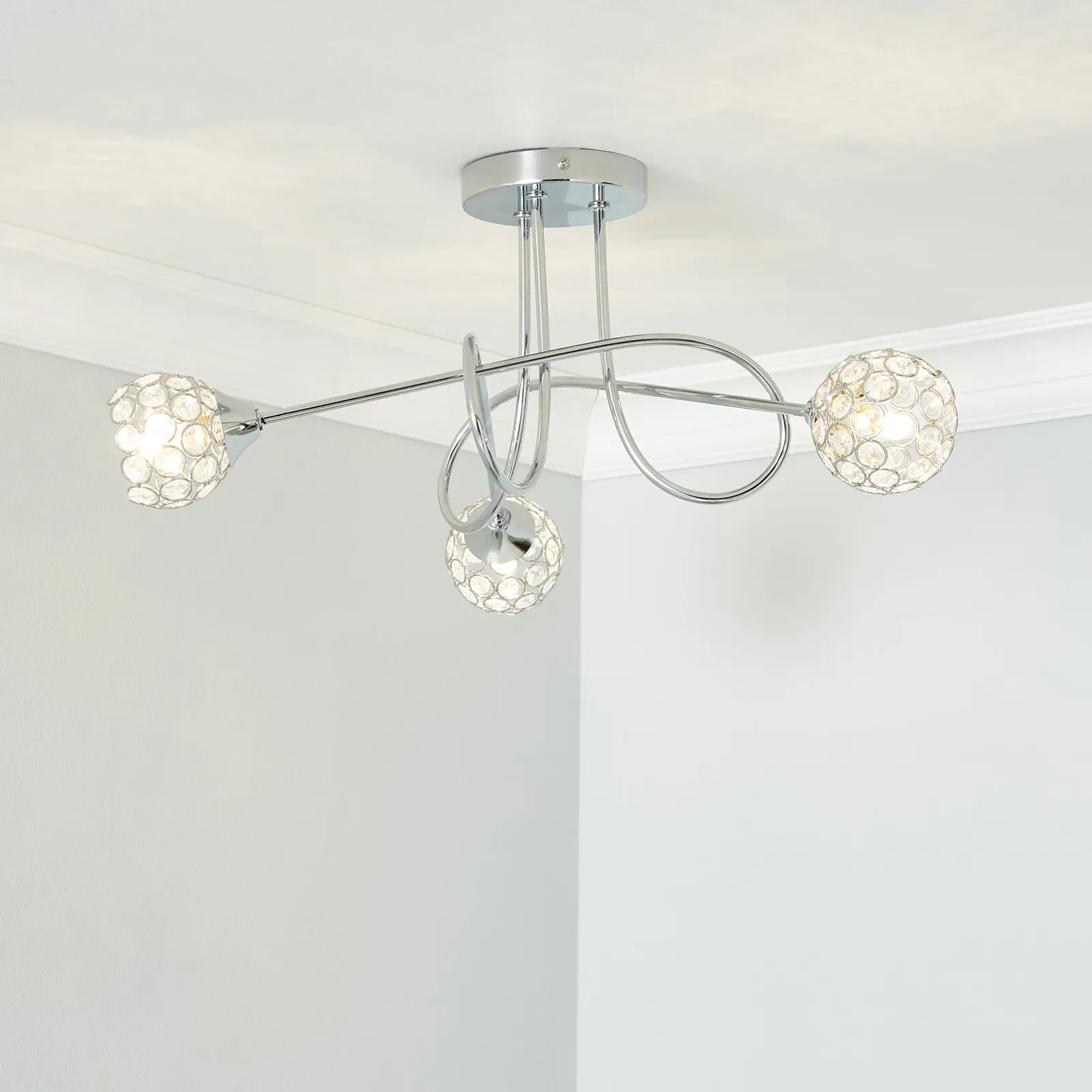 Portia Acrylic Beaded Ceiling Fitting Chrome