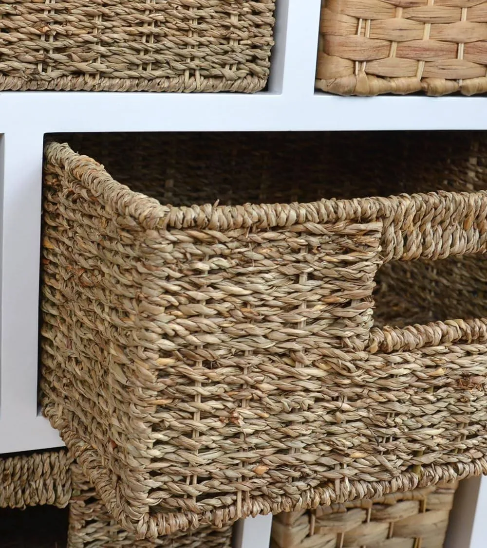 Statement Furniture Tetbury 8 Drawer Storage Unit White with Hyacinth & Seagrass Baskets 3