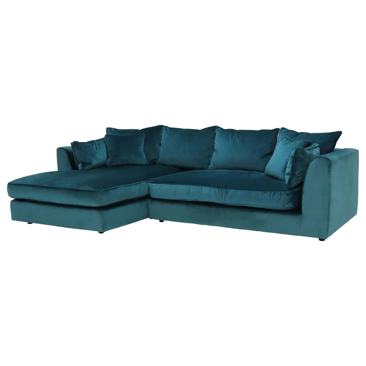 Harrington Small Left Hand Facing Chaise Sofa, Lumino Teal With Foam Interiors