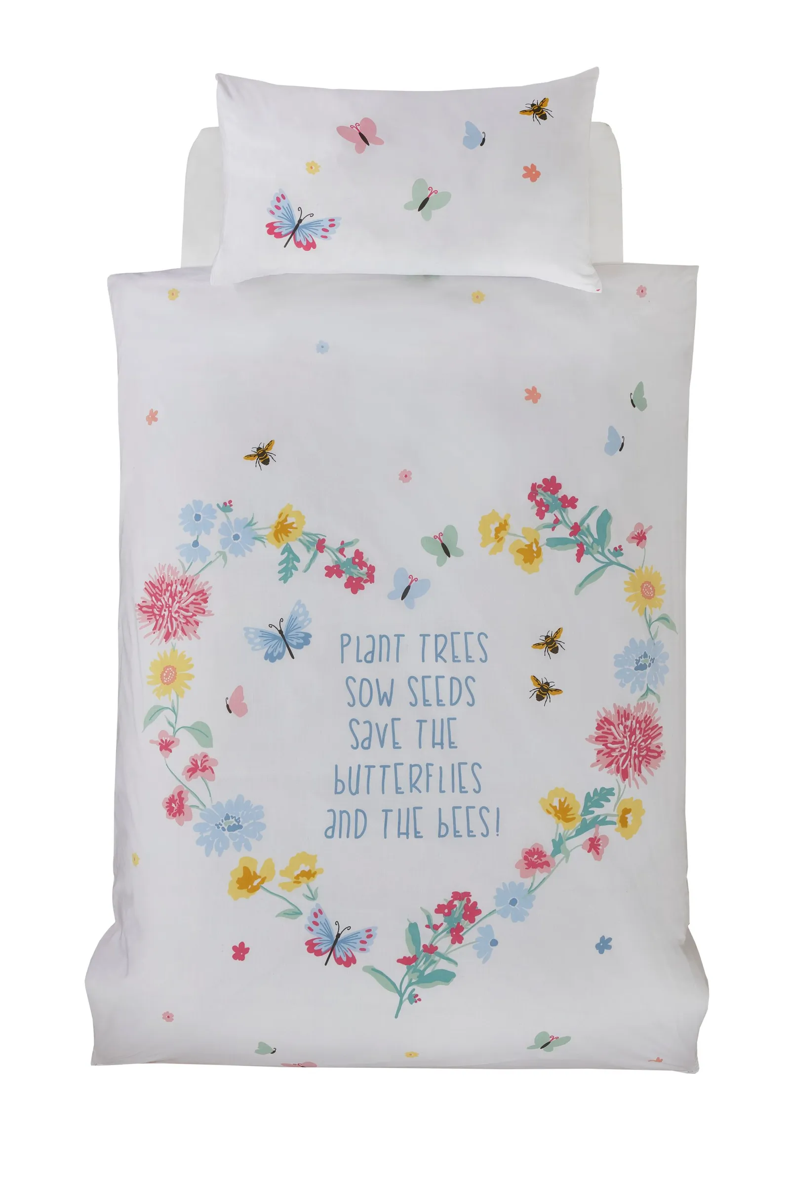 Rapport Home PH Butterflies & Bees Duvet Cover Set with Pillowcase in White 3