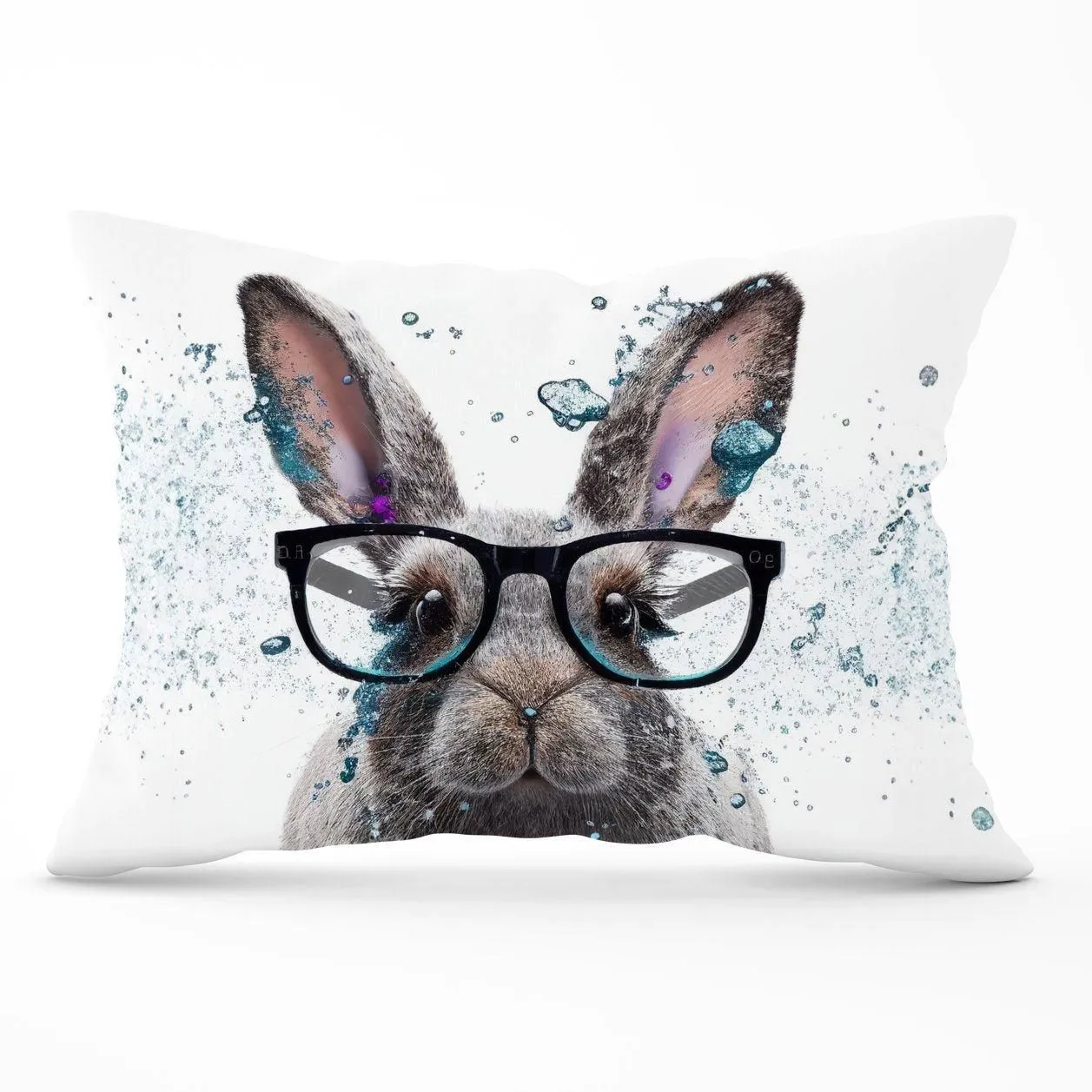 Warren Reed - Designer Rabbit Splashart Cushions in Grey
