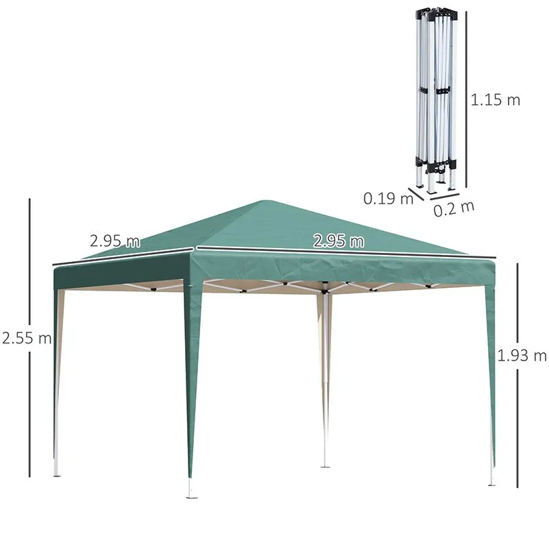 OUTSUNNY 3 x 3M Garden Pop Up Gazebo Height Adjustable Marquee Party Tent Wedding Canopy with Carrying Bag in Green 3