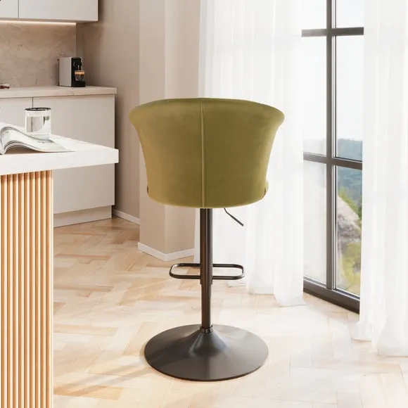 Kendall Bar Stool with Black Legs, Velvet 6