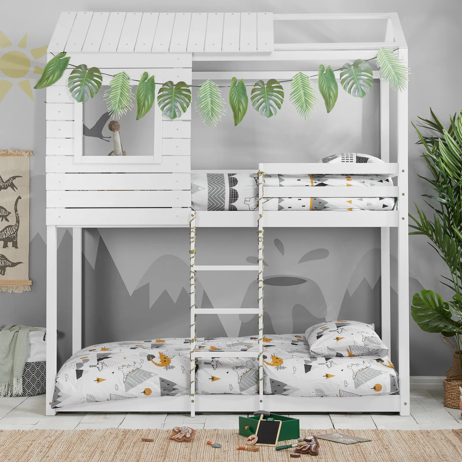Birlea Solid Wood Bunk Beds Adventure 3FT Single Bed Pine Frame in White 2