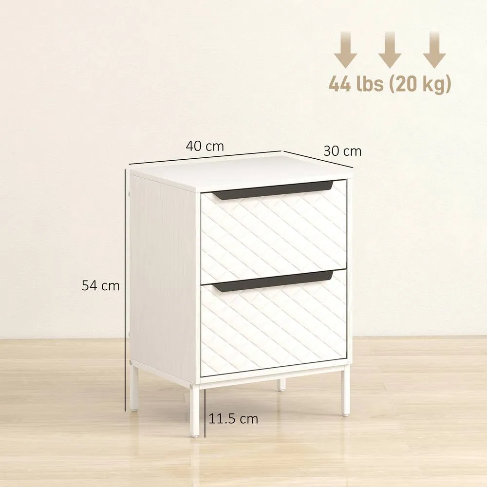 HOMCOM Chest of Drawers, 2 Fabric Drawer Dresser, Aluminium Handles in White 3