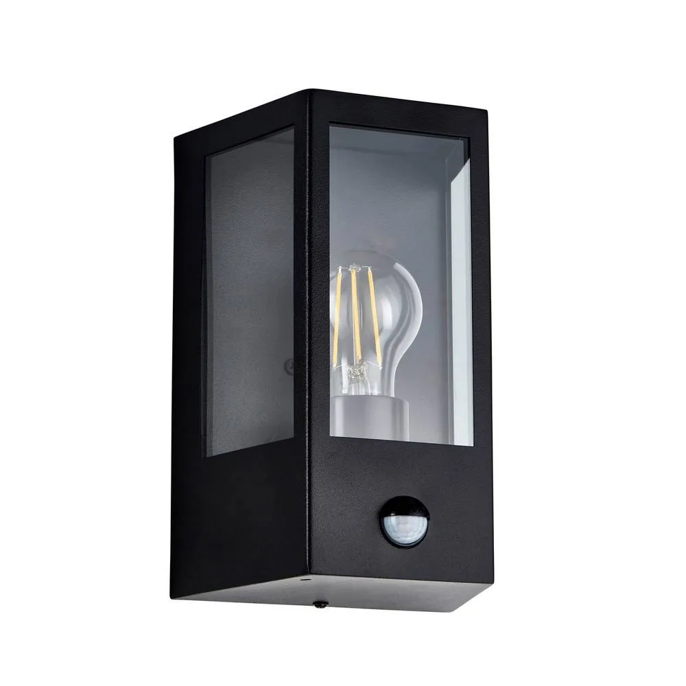Netlighting Huntington Outdoor Wall Lantern Matt Black & Clear Glass E27 6