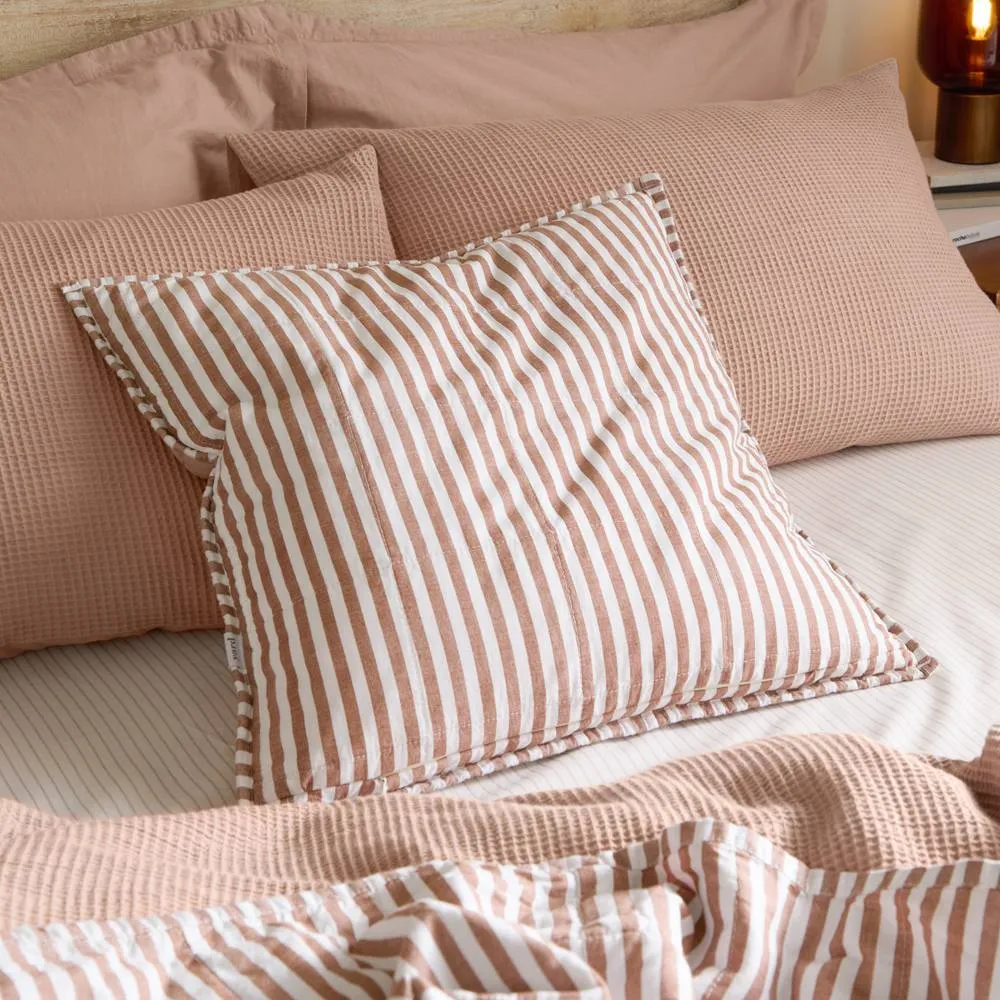 Yard Hebden Striped 100% Cotton Cushion in Tan 2
