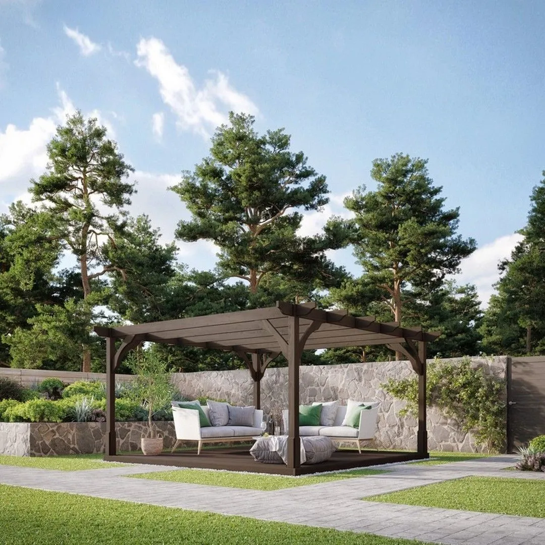 Rutland County Garden Furniture Ltd Premium Pergola & Decking Kit, L300 x W300 x H270 cm, Rustic Brown 4