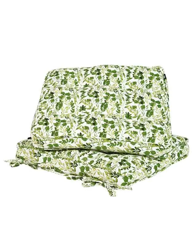 Dibor Set of 2 Green Square Summer Outdoor Garden Chair Seat Pad Cushions W45 x L45cm 2