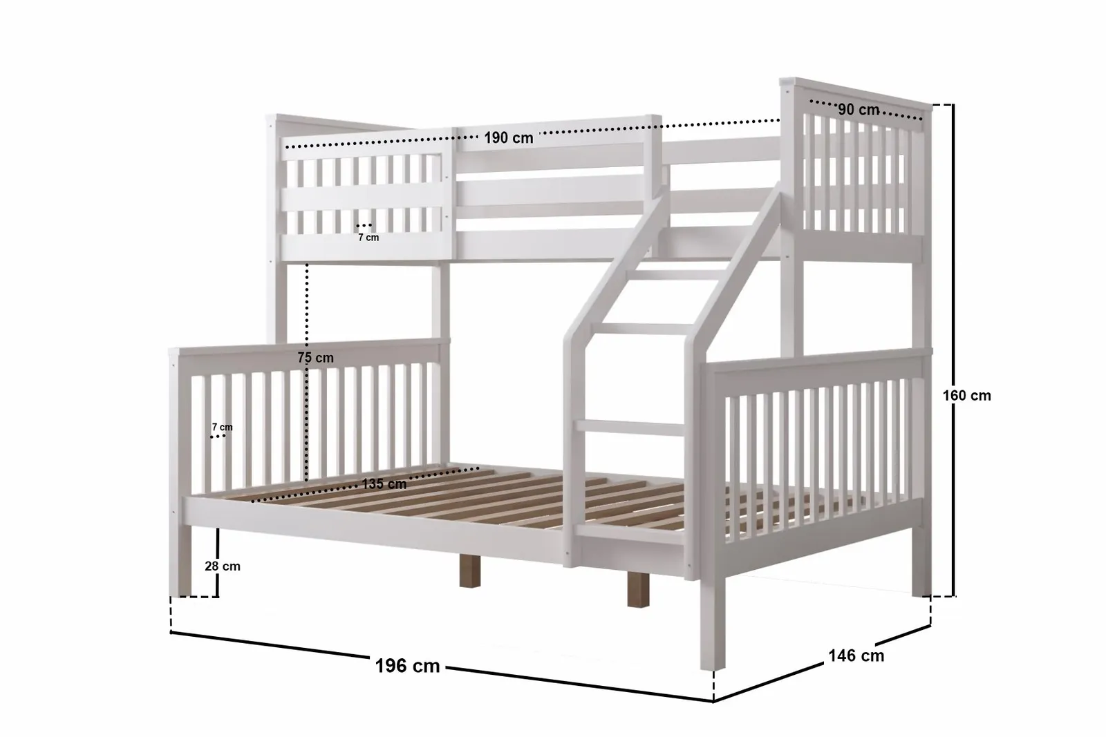 Flair Zoom Wooden Triple Bunk Bed in White 5