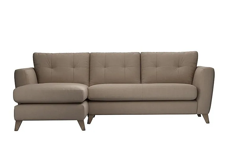 Hermione Fabric Left Hand Facing Corner Sofa with Chaise End - Brandy Butter
