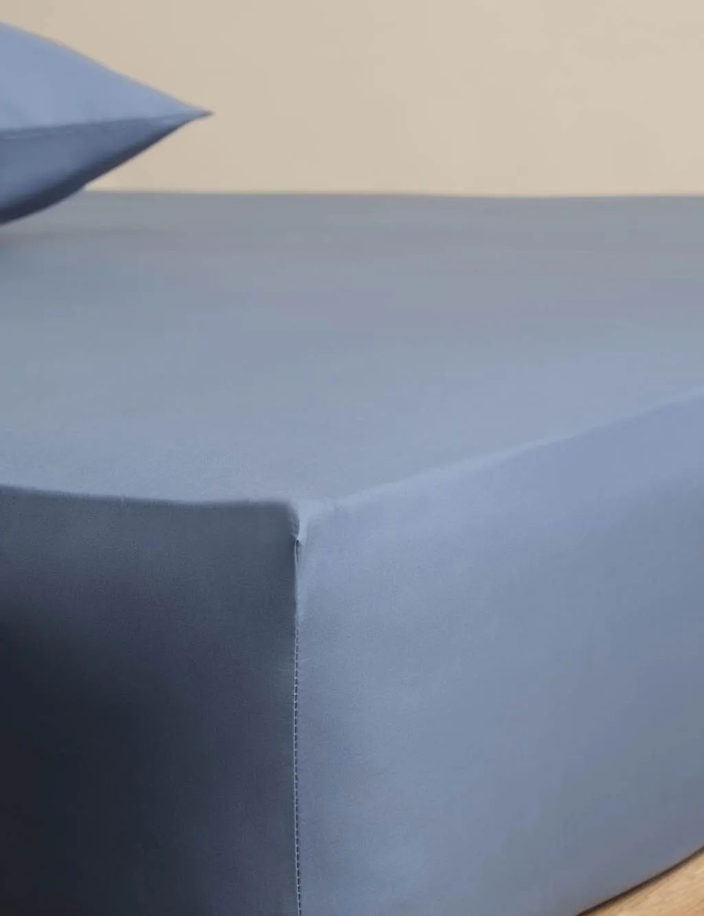 M&S Egyptian Cotton 400 Thread Count Fitted Sheet Slate Blue