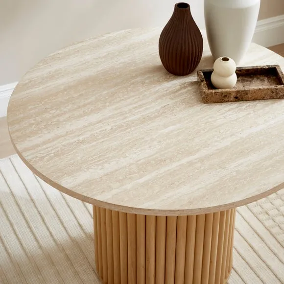 Lucin Travertine Effect 4 Seater Round Dining Table 2