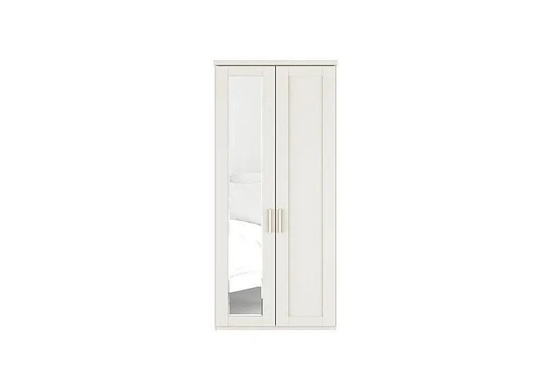 Kempton 2 Door Hinged Wardrobe with Left Door Mirror - White