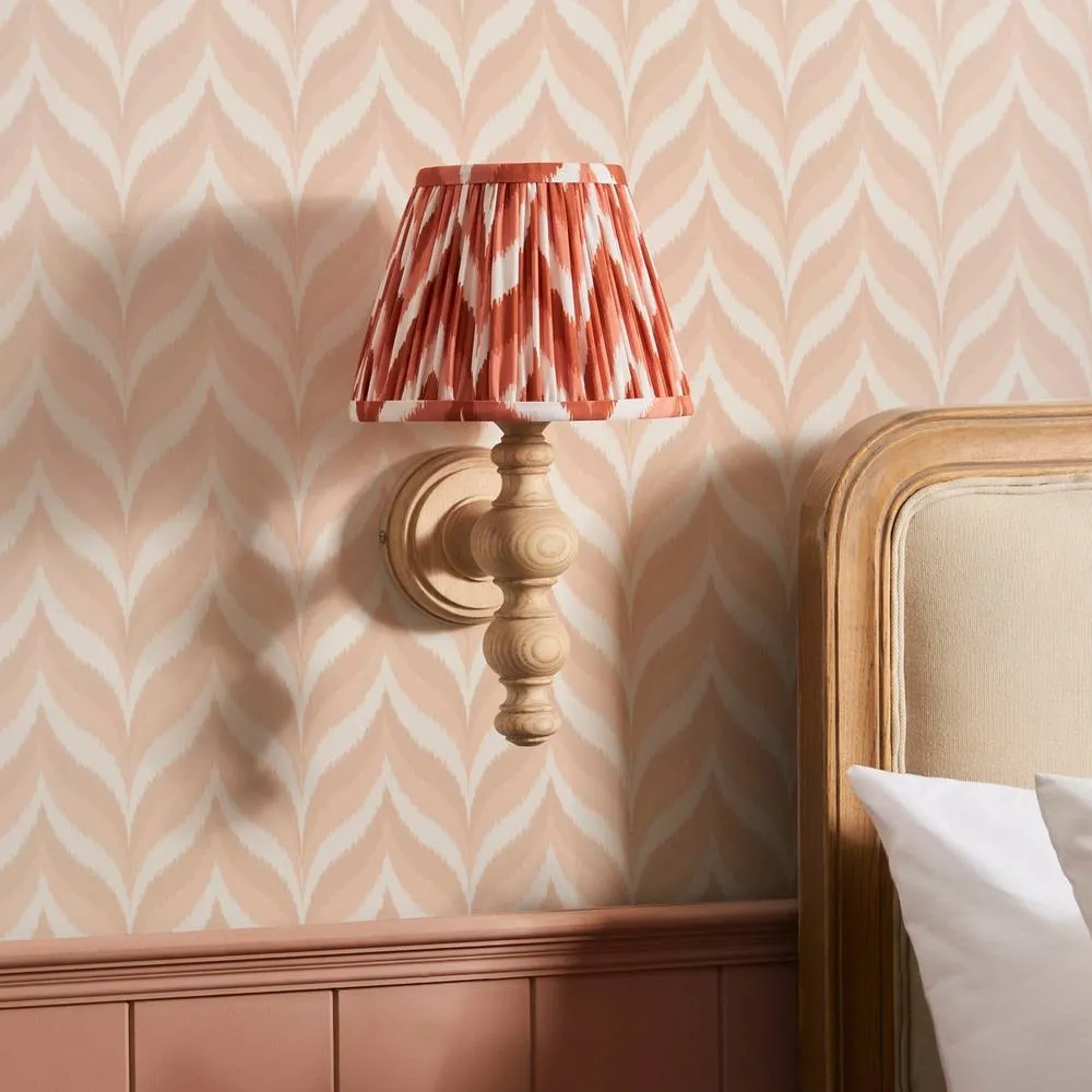 Netlighting Bibury Ash Wall Light Orange Fabric Zigzag Shade 20cm B22 in Brown 4