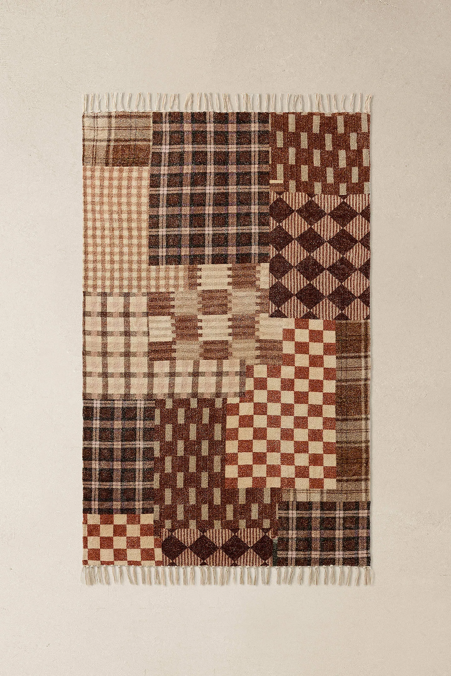 Check Patchwork 3x5ft / 90x150cm Rug - Neutral