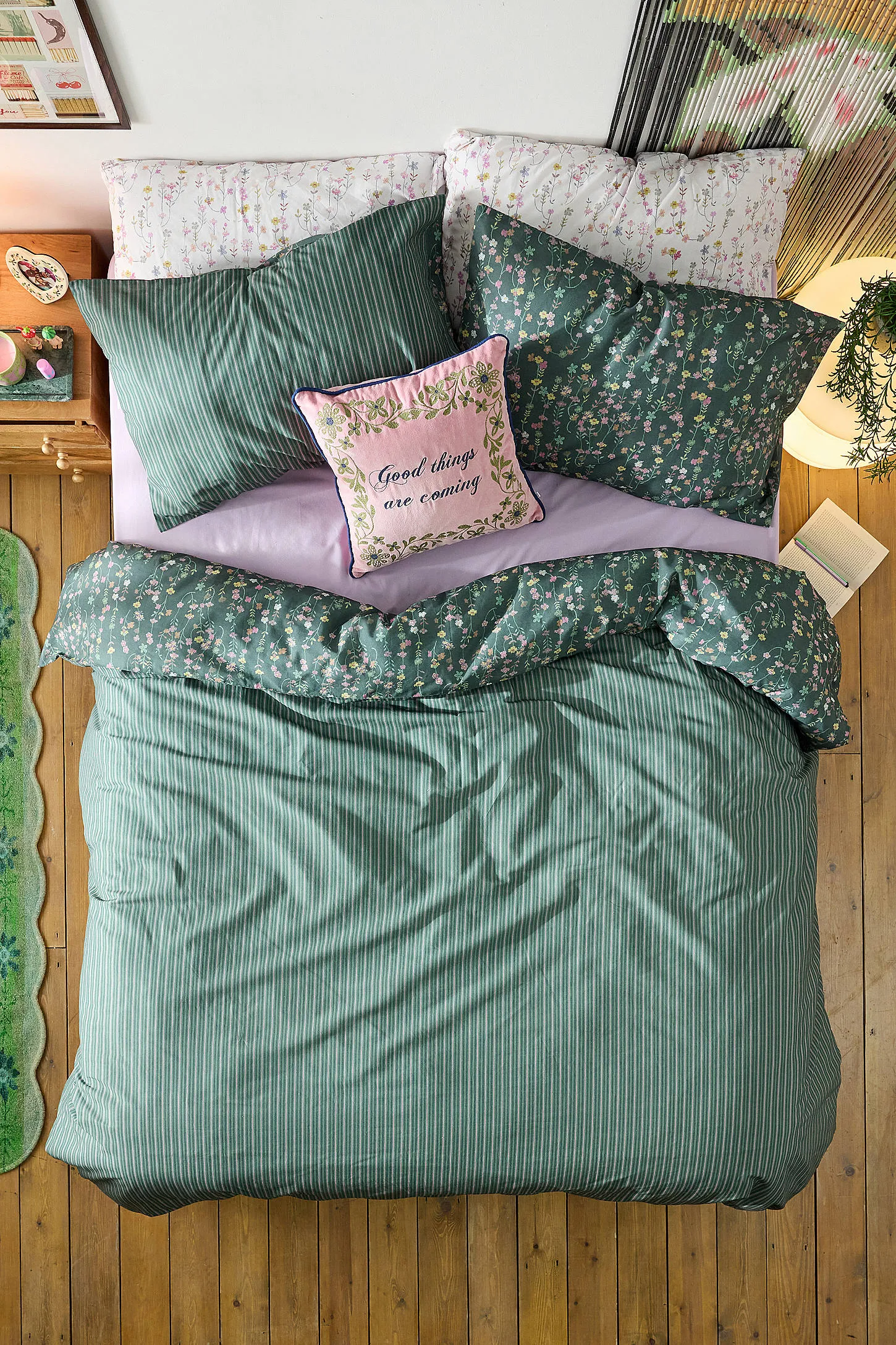 Green Dollymix Duvet Set - Dark Green Single 2