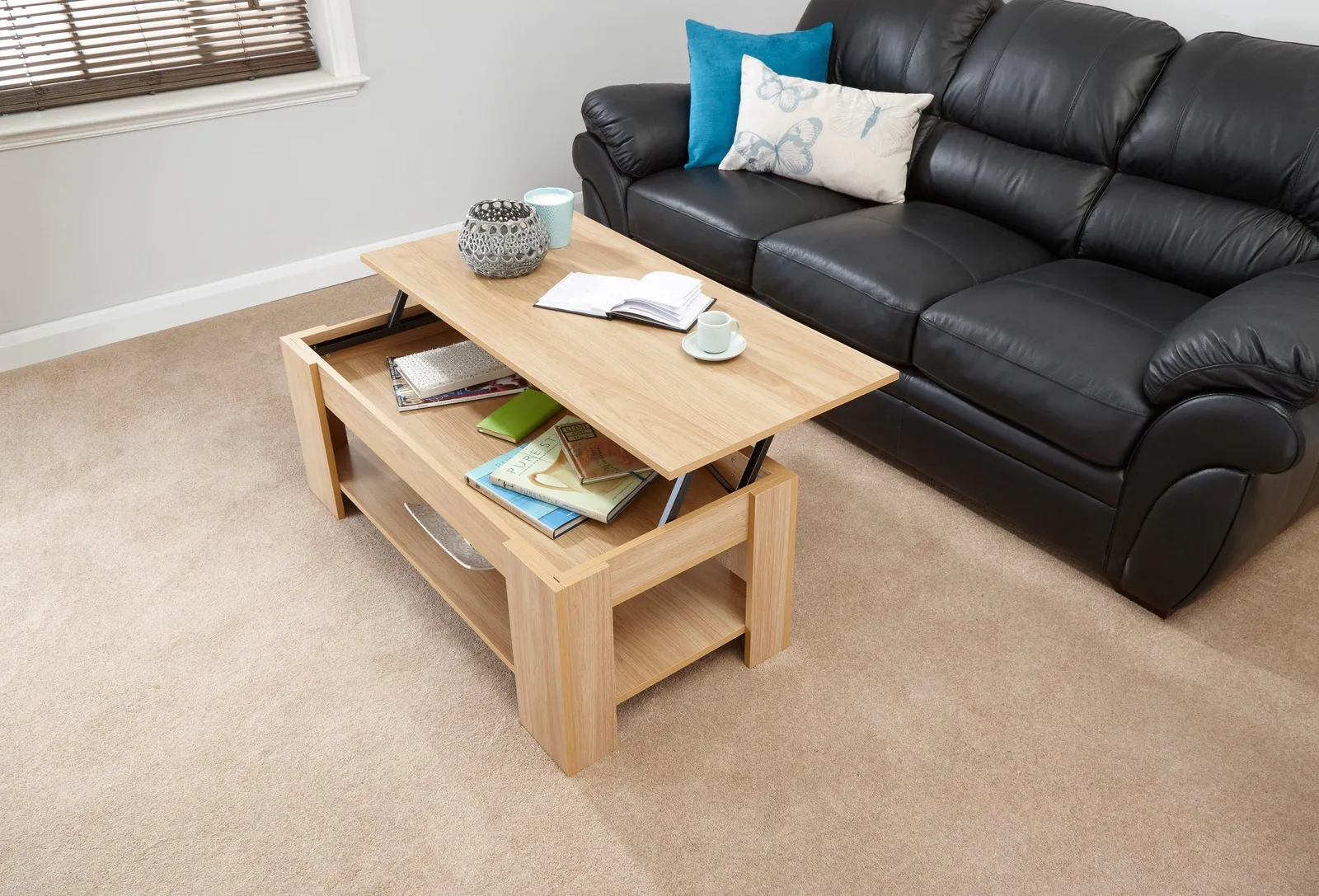GFW Lift Up Coffee Table in Light Oak 3