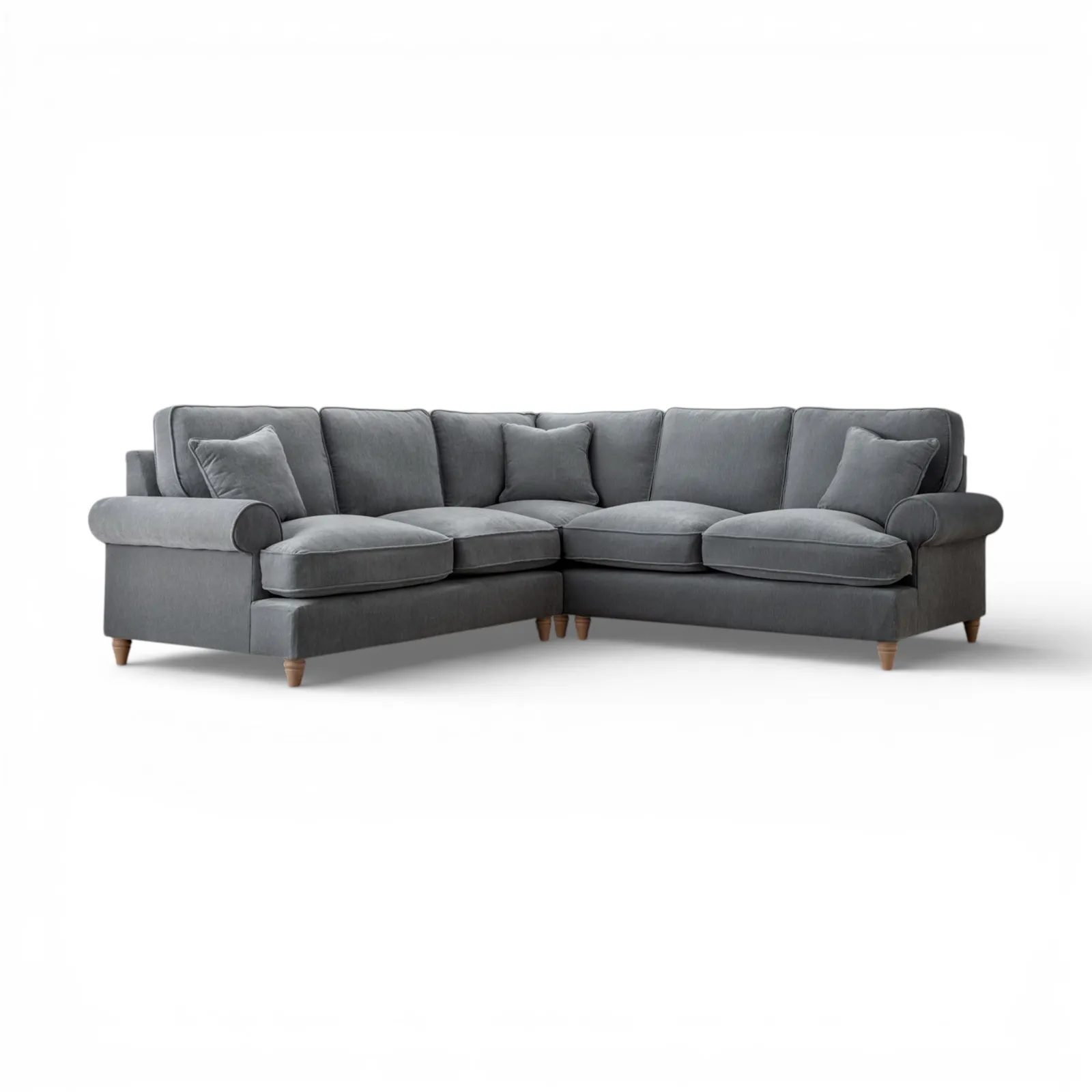 The Great Sofa Company Ezra Large Textured Velvet Corner Sofa - Scroll Arm in Charcoal 2