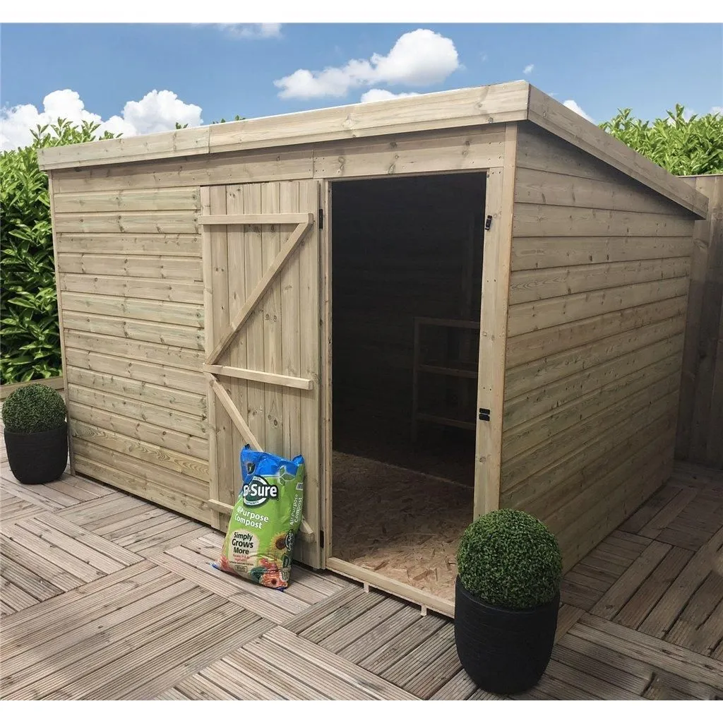 Marlborough 9 x 6 Pressure Treated Pent Garden Shed with Single Door in Natural 2