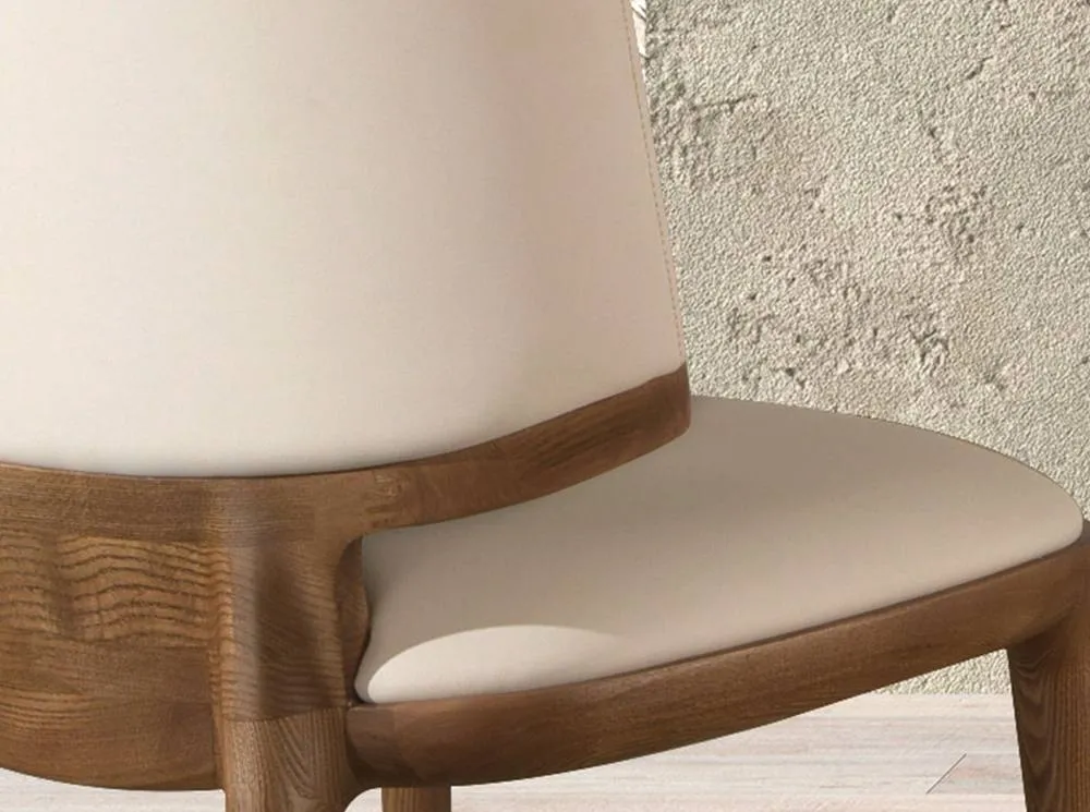 Angel Cerda Cream Leatherette Dining Chair with Walnut Legs 5