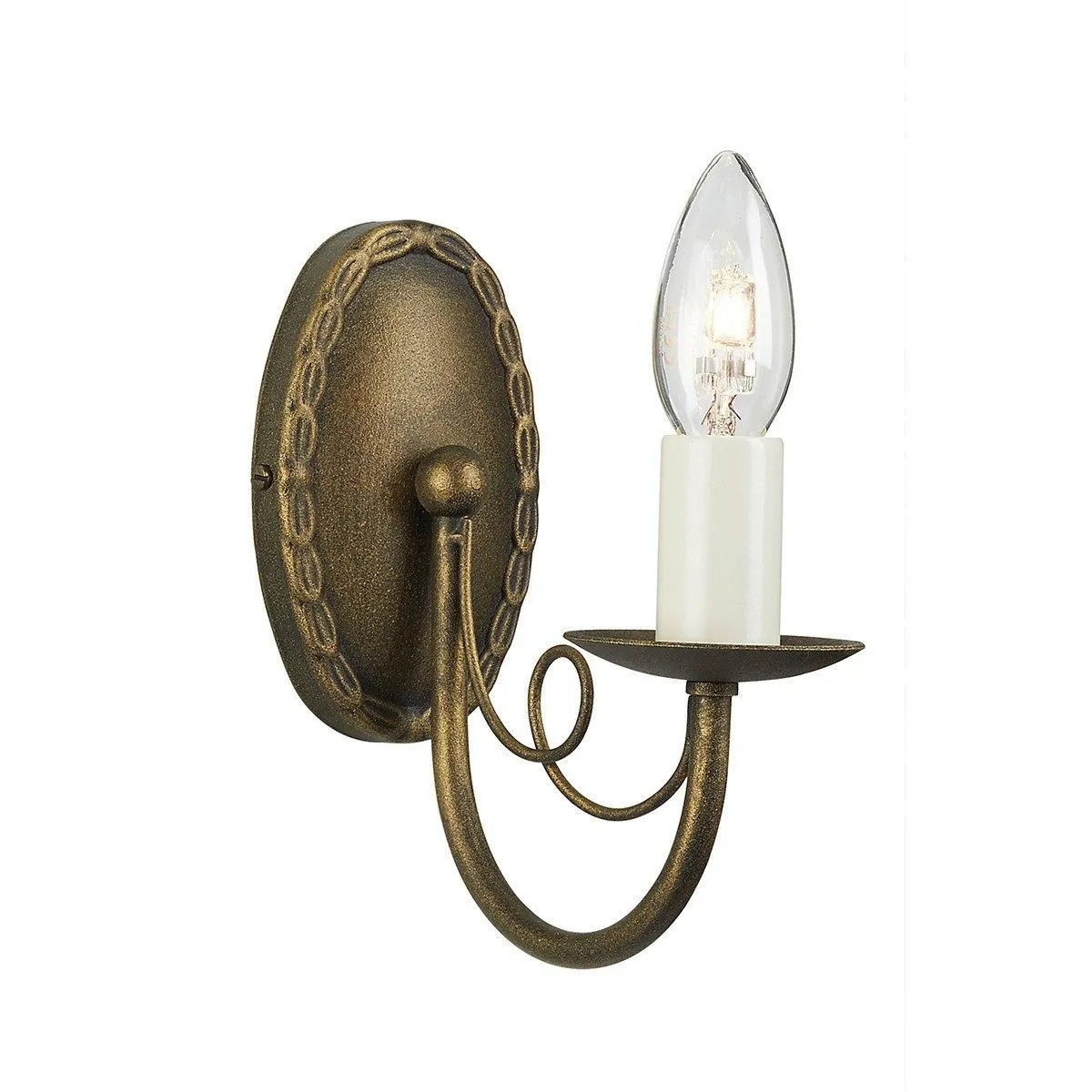Netlighting Minster 1 Light Indoor Candle Wall Light Black Gold E14