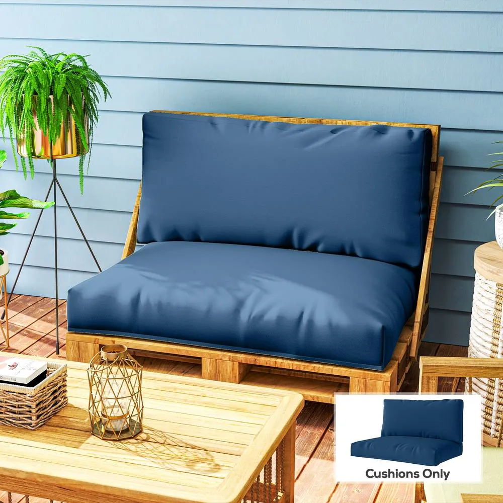 OUTSUNNY 2 Seat Pallet Cushions 20cm Thick Outdoor Seat Pads, Navy Blue