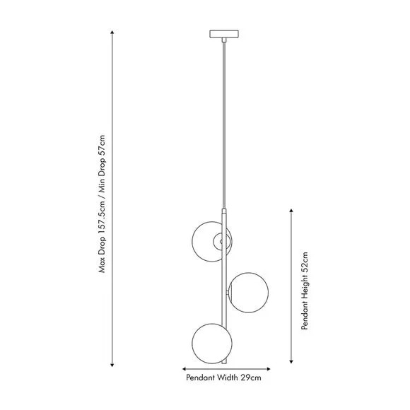 Asterope 3 Light Metal Semi Flush Ceiling Light 5