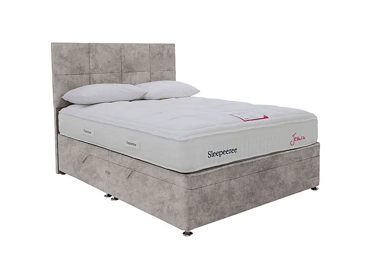 Jessica Side Ottoman Divan Set - King Size - Daytona Silver