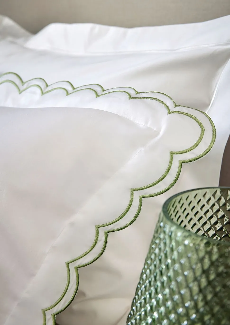 CHRISTY Scallop Edge Cotton Sateen Duvet Sets in Green 5