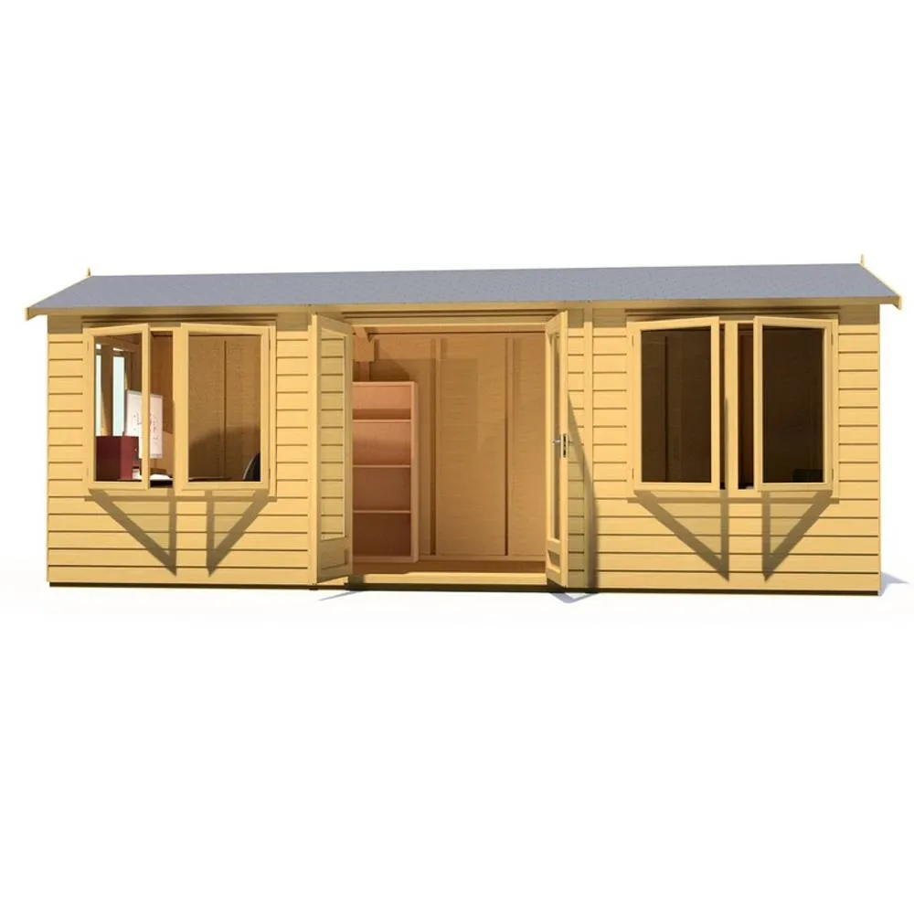 Shires Melrose 20x8 ft Double Door Garden Office - L260.4xW624.6xH250.5 cm in Light Brown 5