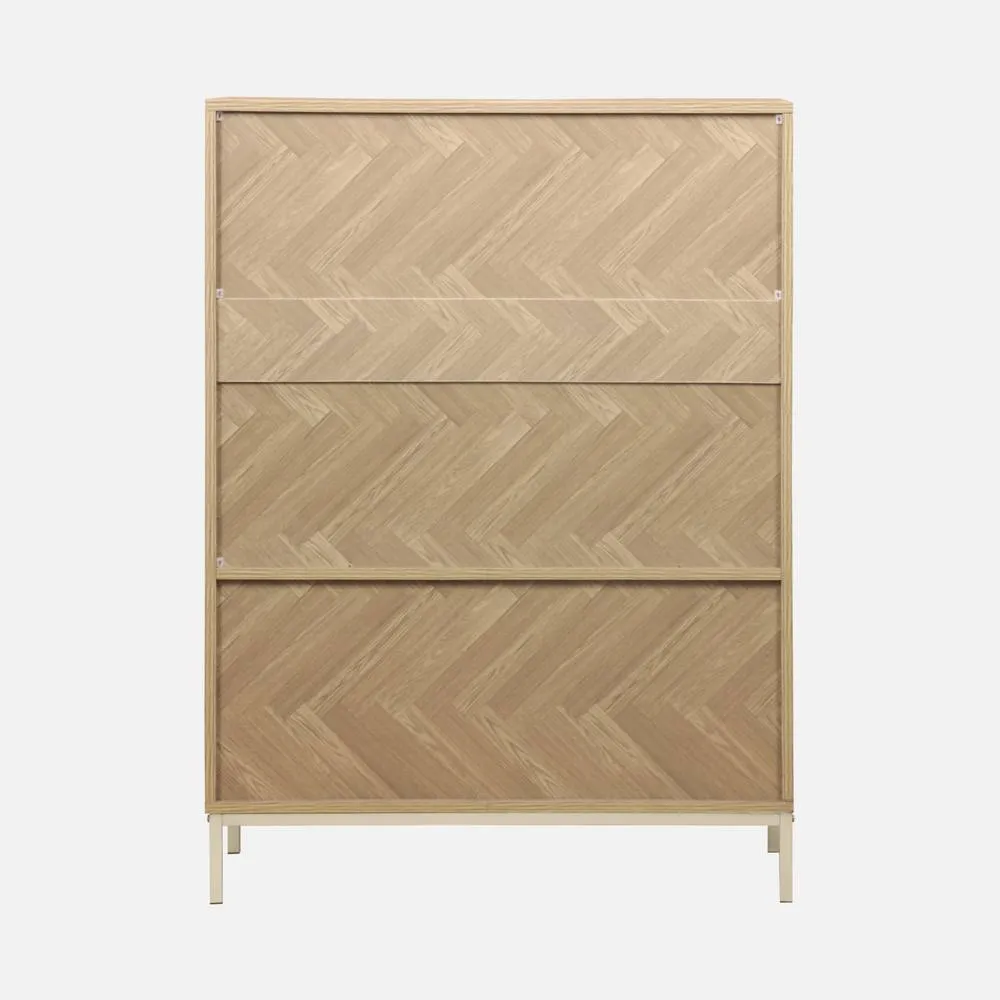 sweeek 110cm Herringbone Storage Cabinet With 2 Doors in Light Brown 2