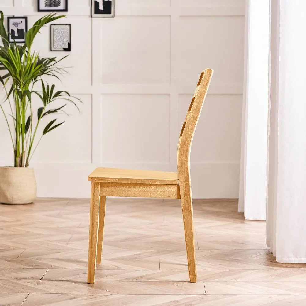 FurnitureboxUK 2x Lynton Oak Effect Wooden Dining Chairs in Light Brown 4