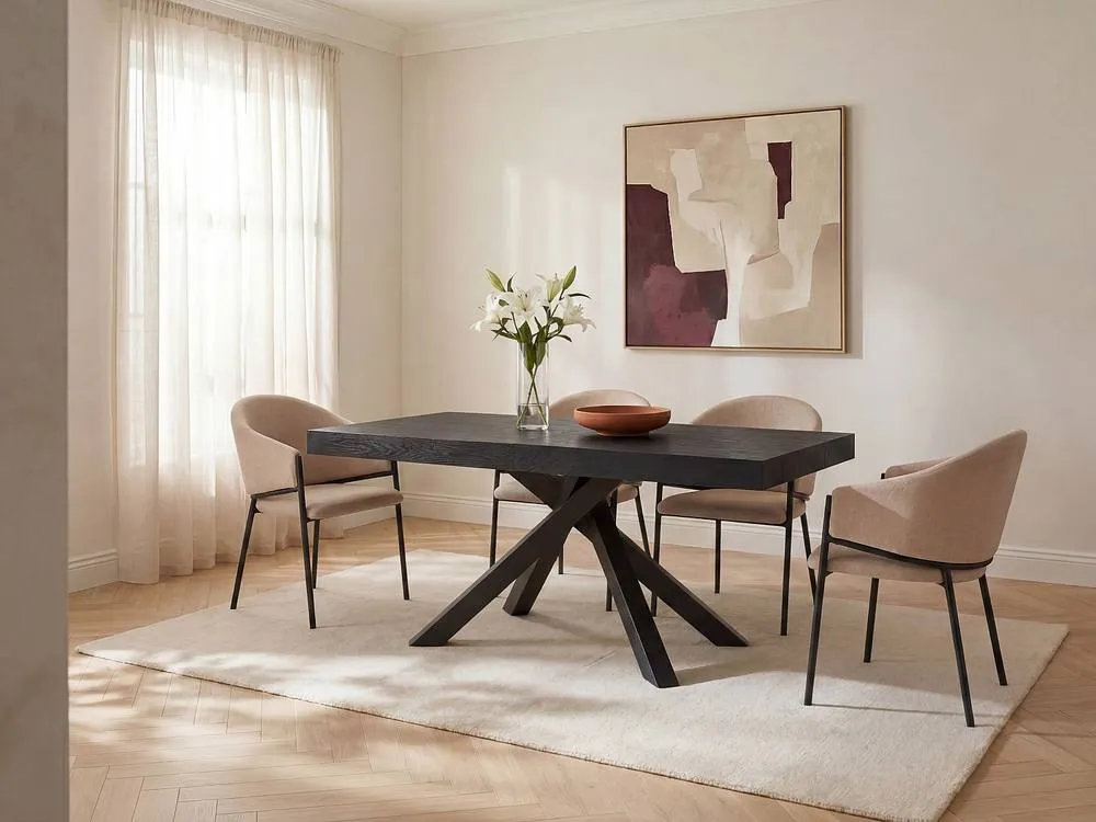 Vente-unique 6 - 10 Seater Extendable Dining Table In MDF & Metal - Black 3