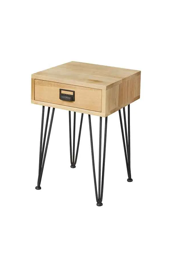 Felix Industrial Side Table - Solid oak and steel