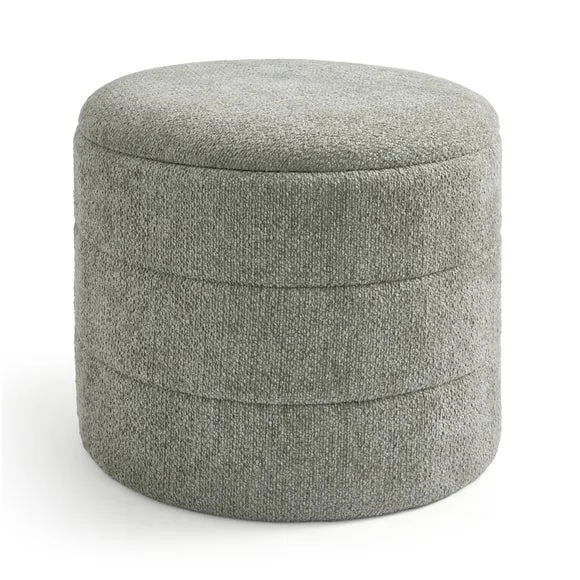 Chenille Round Ottoman with Tray 4